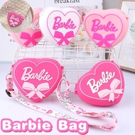 Kawaii Barbie Coin Purse Pink Heart Shape Silicone Wallet Bags Accessories Shoulder Strap Kids Girls Toys for Children Gift