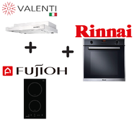 VALENTI VH1026-MS 60CM SLIMLINE HOOD + FUJIOH FH-ID5125 30CM 2 ZONE INDUCTION HOB WITH TOUCH CONTROL + RINNAI RO-E6206XA-EM 70L 6 FUNCTION BUILT-IN OVEN