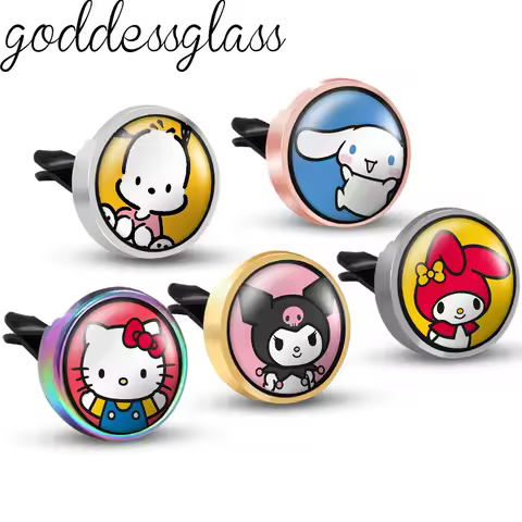 Hello Kitty My Melody Kuromi Pochacco Photo Aromatherapy Car Decoration Clip Perfume Locket Fittings