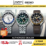 [Klang Longmen] SEIKO 5 Sports GMT SSK033K1 SSK035K1 SSK036K1 S.Steel Hardlex Automatic Watch SSK033