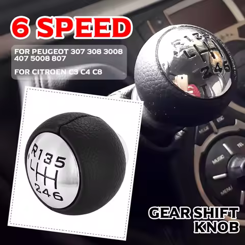 6 Speed Car Gear Stick Shift Knob For Peugeot 307 308 3008 407 5008 807 PARTNER B9 TEPEE For Citroen