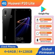 Huawei P20 Lite 4g SmartPhone CPU Kirin 659 3000mAh Battery 128GB ROM 16MP Camera EMUI Original Used