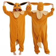 Eevee Pokemon Character Overall Kigurumi Onesie Pajamas Sleepwear Costume (Adult/ Kids Unisex)