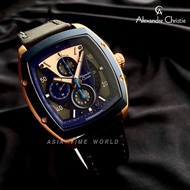 [Original] Alexandre Christie 6610 MCLURBU Chronograph Men's Watch with Blue Dial Black Genuine Leather