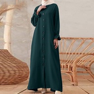 Baju Dress Muslimah Green Retro Long Sleeved Dresses
