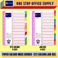 OKADA PAPER COLUOR INDEX DIVIDER-12 COLOUR / JAN-DEC / INDEX DIVIDER / PEMBAHAGI INDEKS