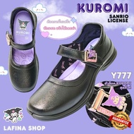 Y-ROON Student Shoes For Women (Can Request Receipt) Black Leather Model Y777 Kuromi Pattern Size 33