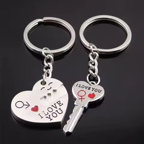 1Pair Lovers Heart Keychains Women Men Bag Pendant Couple Heart Forever Key Ring For Boyfriend Girlf
