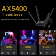 อะแดปเตอร์ WiFi USB WAVLINK สำหรับพีซีอะแดปเตอร์เครือข่ายไร้สาย Tri-Band 2.4/5/6GHz AX5400พร้อมเสาอา