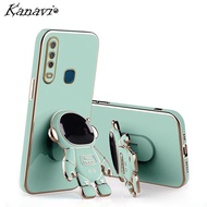 Kanavi Fashion Electroplated Phone Case With Astronaut Stand For VIVO Y17 Y15 Y12 Y11 1901 1902 1904 1906, Shockproof Soft Silicone Mobile Cover