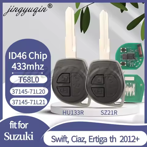 jingyuqin for Suzuki Swift Ciaz Ertiga 2012+ Car Key Head Remote 2Buttons 37145M55B21 433MHz ID46 T6
