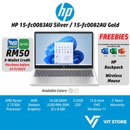 HP 15-fc0082AU R5-7530U GOLD 7Z8C9PA AMD Radeon 16GB DDR4 3200Mhz 512SSD 15.6" FHD W11 2Y OPI R5 Lap
