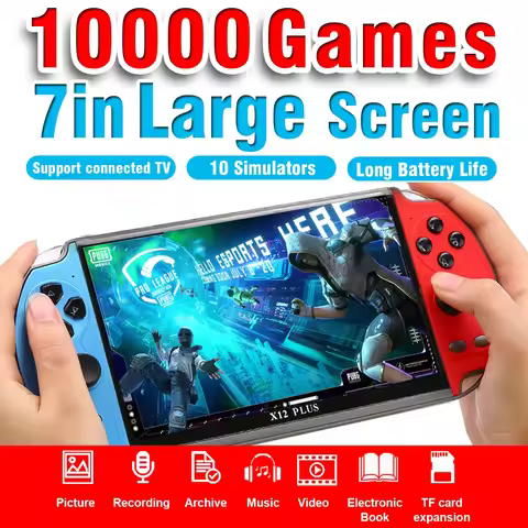 New X12 Plus 7inch Large Screen 10000 Games Min Portable Video Handheld Game Consoles Players Device