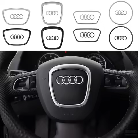 1Pcs ABS Car Steering Wheel Center Badge Sticker Accessories For Audi SQ5 Q8 Q6 E-TRON A7L A5 A3 A6L