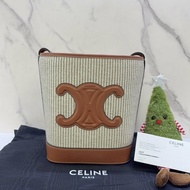 CELINE Small Bucket Cuir Triomphe帆布小牛皮水桶包