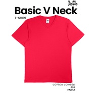 Kaos Polos JIPCLO Kerah V Neck Basic TShirt Cotton Combed 30S Fanta | Baju Atasan Pakaian Pria Wanit
