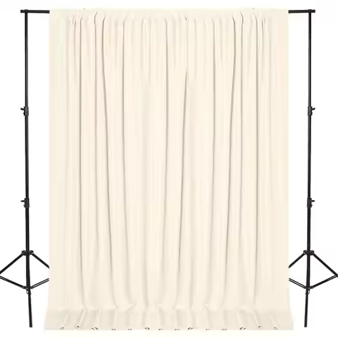 Party Backdrop Beige Curtain, Rod Fabric Curtains, Fabric Backdrop Curtains, 5 x 7/8/10 Feet, 1/2 Pa