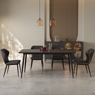 阿木莎轻奢餐桌岩板餐桌椅组合套装家用小户型简约现代纯黑色极简饭桌 极简主义 -单桌 120*70*75京速发