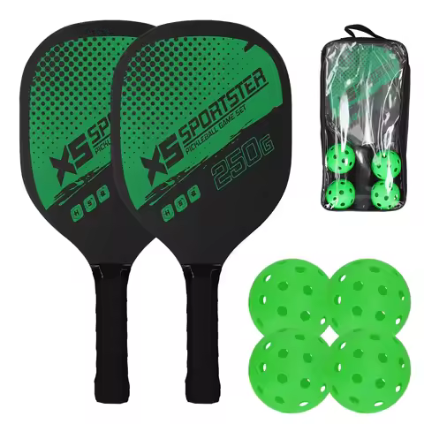 Pickleball Rackets Set Pickleball Paddle Set of 2 Rackets & 4 Pickleballs Balls Pickle-Ball Racquet 