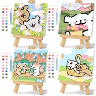 DROFE Maltese Paint by Numbers With Frame - 20x20cm Canvas Acrylic Simple Paint Numbers Painting Kit