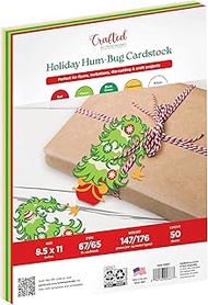 PrintWorks Holiday Hum-Bug Cardstock 8.5" x 11" - 50 Sheets - 5 Christmas Cardstock Colors - Ideal f