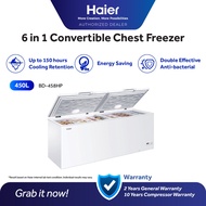 Haier 450L, 535L, 750L 6-in-1 Convertible Chest Freezer BD-458HP, BD-568HP, BD-788HP Peti Beku