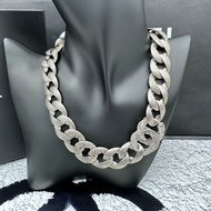 Chanel 雙C滿鑽項鍊  麻花拉絲紋理 長50cm