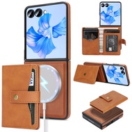 MagSafe Compatible Detachable Wallet Case for Samsung Galaxy Z Flip 7/6/5/4/3, PU Leather Card Holde