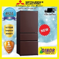 Mitsubishi Electric 402L Neuro Inverter 3 Door Bottom Freezer with Glass door &amp; Ice maker Refrigerator MR-CGX46EN GBK / MR-CGX46EN-GBK-ML Black Fridge Peti Sejuk Brown MR-CGX46EN-GBR / MR-CGX46EN-GBR-ML