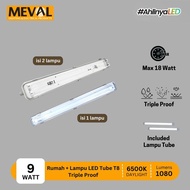 MEVAL Rumah Lampu plafon + Lampu LED Tube T8 - Tahan Air Debu dan Karat