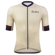 Atasan Jersey Sepeda Roubaix / Kaos Jersey Sepeda Gowes Lengan Pendek Warna Krem Hijau Biru Impor Be