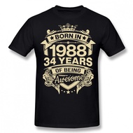 Funny Born In 1988 34 Years For 34th Birthday Gift T Shirts Graphic Cotton Streetwear Short Sleeve S