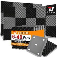 TOUO 6-48 Pcs Acoustic Foam 12"X12"X3"/12"X12"X2"/12"X12"X1" Sound Absorbing Panel 8 Color High-Dens