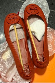 (全新現貨)Tory Burch Minnie Travel Ballet Flats平底鞋 / 橙紅色/ Size US7.5