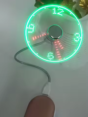 Metal Mini Fan DC 5V Mini Cooling Flashing Fan USB Powered Flexible Gooseneck LED Clock Real Time Di