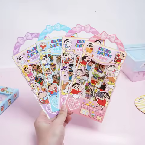 4Pcs Cartoon Crayon Shin-chan Anime Toys Stickers Transparent Applique Computer Skateboard DIY Decor