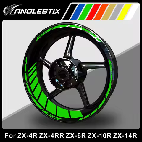 AnoleStix Reflective Motorcycle Wheel Sticker Hub Decal Rim Stripe Tape For Kawasaki Ninja ZX-4R ZX-