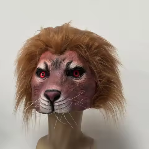 Lion Headcover Halloween Costume Props Party Lion Head Masques Lion King Head Masks Animal Latex Mas