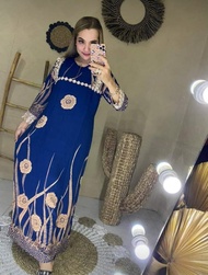 Daster Arab Motif Bunga Lengan Panjang Bahan Rayon Adem Premium Renda Turki Terbaru Dress Wanita