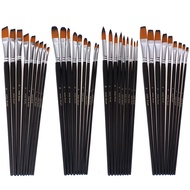 9Pcs High Quality Nylon Hair Wood Black Handle Watercolor Acrylic Oil Brush Painting Art Supplies Artist Paint Brush Set