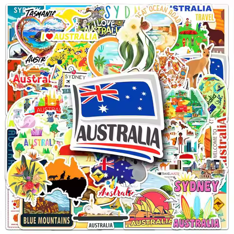 50Pcs Australia Stickers Kangaroo Koala Cultural Element Decals For Phone Laptop Suitcase Notebook S