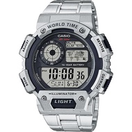 Casio แบตเตอรี่ 10 ปี กันน้ำ100m นาฬิกาข้อมือผู้ชาย สายสแตนเลส รุ่น AE-1400WHD-1A ของแท้ประกันศูนย์ CMG