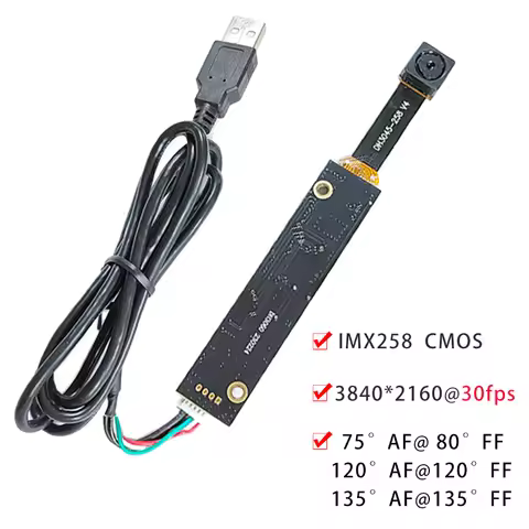 IMX258 4K 12MP HD USB2.0 Camera Module Autofocus 75/80/120/135 Degree UVC-compliant, Plug and Play f