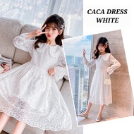 BAJUKIDDIE CACA DRESS WHITE DRES GAUN MIDI PUTIH ANAK KOREA IMPORT