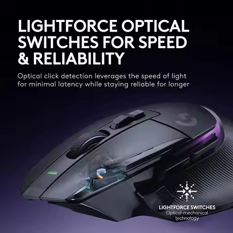 Logitech G502 X PLUS Wireless Gaming Mouse 8-зоны RGB асвятлення праграмаванага кіравання 13 USB-C з