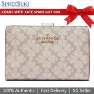 Kate Spade Wallet In Gift Box Medium Wallet Spade Flower Pvc Medium Compact Bifold Wallet Dark Beige
