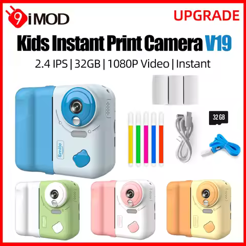9IMOD Kids Camera Instant Print Camera 2.4 inch 1080P Children Digital Photo Video 10X Zoom 32GB TF 