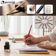 QUENNA Dip Fountain Pen Set Wood Handle Stainless Steel Nib Calligraphy Comic Drawing Sketching Stat