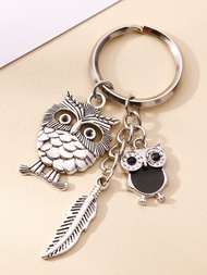 貓頭鷹吊飾鑰匙扣，適合禮品、皮夾、書包、背包和斜背包