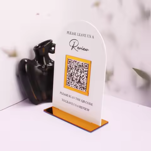 Google Review Acrylic QR Code Sign Scan To Leave A Review Business Table Counter Display Stand